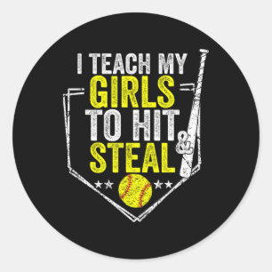 Adesivo Mãe de Softbol Engraçada Eu Ensino Minhas Meninas
