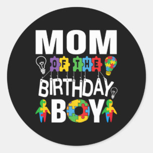 Adesivo Mãe Do Menino De Aniversário Autismo 