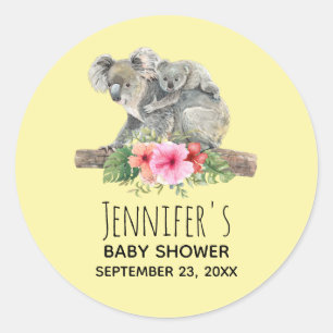 Adesivo Mãe e Bebê Koala Apresentam Chá de fraldas de A