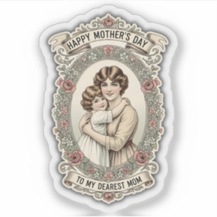 Adesivo Mãe e Filho Dia das Mães Vintage Retrô
