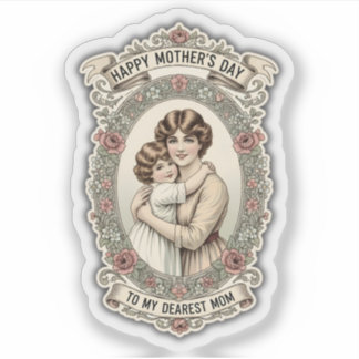 Adesivo Mãe e Filho Dia das Mães Vintage Retrô