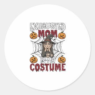 Adesivo Mãe Exausta É Fantasia Halloween Bruxa Café Abóbor