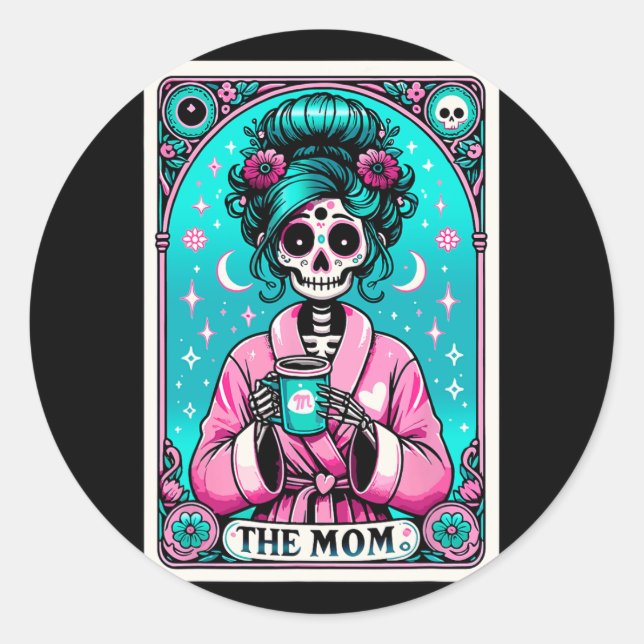 Adesivo Mãe Tarot Card Skeleton Dia de as mães Bruxa Mãe S (Frente)