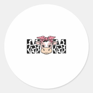 Adesivo Mãe Vaca Fofa com Laço Design Gráfico_1