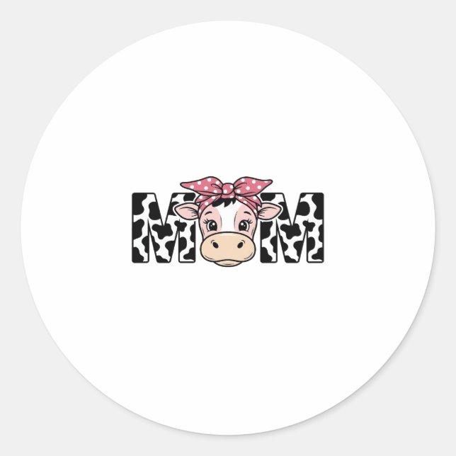 Adesivo Mãe Vaca Fofa com Laço Design Gráfico_1 (Frente)