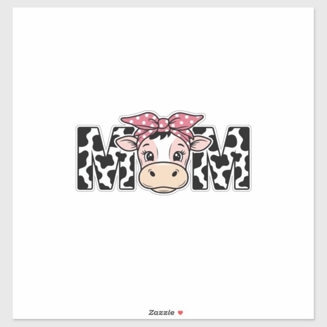 Adesivo Mãe Vaca Fofa com Laço Design Gráfico_1 (Folha)