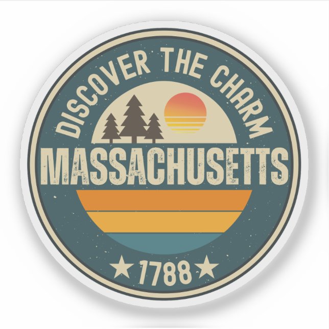 Adesivo Mães de amor - Massachusetts State Souvenir (Frente)
