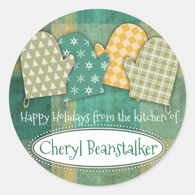 Adesivo Mães de forno de xadrez Natal da cozinha de (Frente)