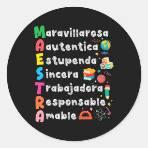Adesivo Maestra Acrônimo Professor De Espanhol De Volta à
