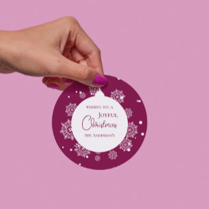 Adesivo Magenta Enfeites de natal de Caligrafia Moderna