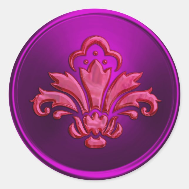Adesivo Magenta Fleur de Lis Envelope Seal Embossed (Frente)