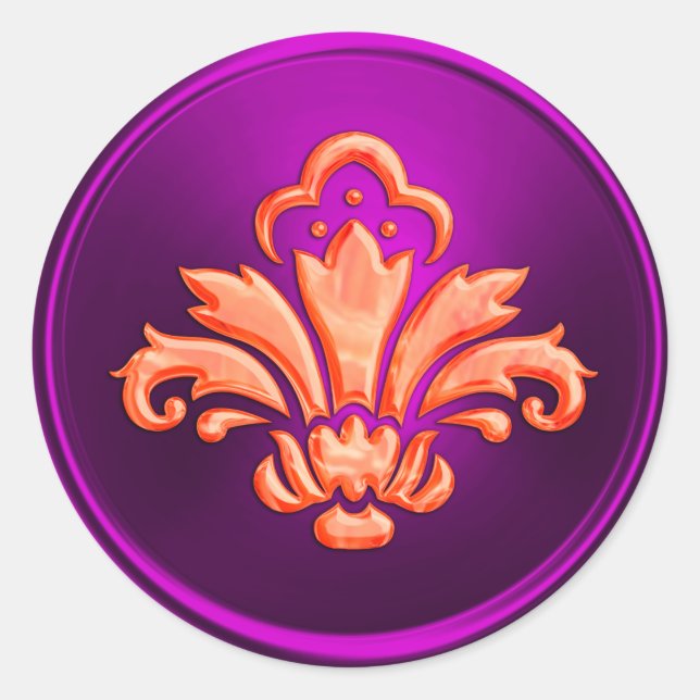 Adesivo Magenta Fleur de Lis Envelope Seal Embossed (Frente)