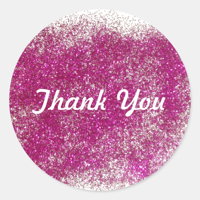 Adesivo Magenta Glitter Obrigado (Frente)