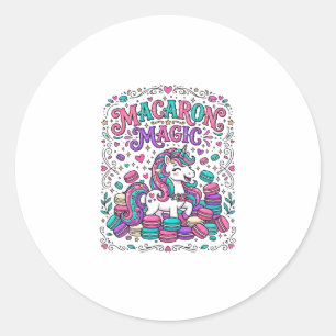 Adesivo Magia de Macaron de Unicórnio Colorido Mercado Art