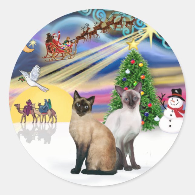 Adesivo Magia de Natal (R) - Dois gatos siameses (Frente)