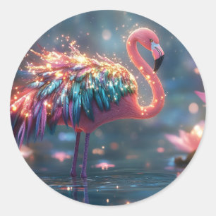 Adesivo Magia Flamingo Fantasy Art com Pena Colorida