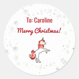 Adesivo Magia Moderna Unicorn Snowflakes Nome Script Xmas