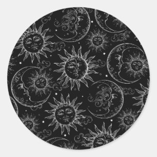 Adesivo Magia Negra Vintage Sol Lua Estrelas Celestiais Fe