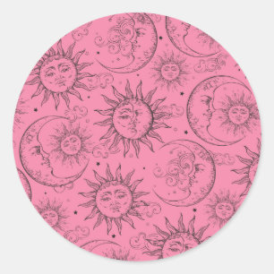 Adesivo Magia Rosa Vintage Sol Lua Estrelas Celestiais