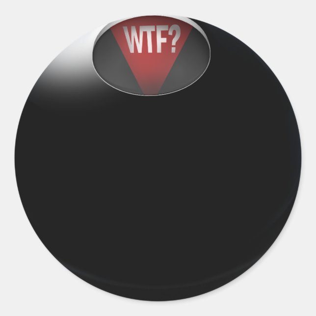 Adesivo Magic 8 Ball diz, "WTF?" (Frente)