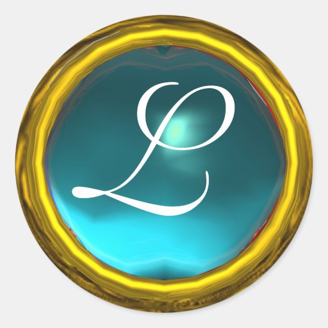 Adesivo MAGIC AQUAMARINE MONOGRAM azul brilhante vibrante (Frente)