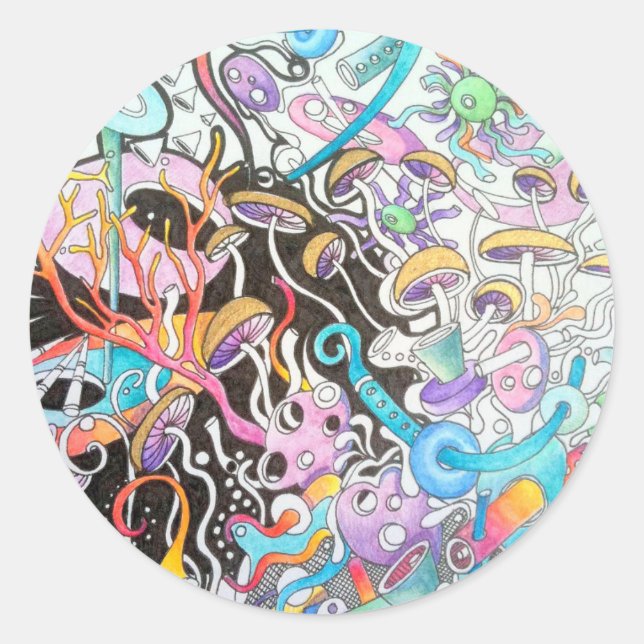 Adesivo Magic Mushroom Round Sticker (Frente)