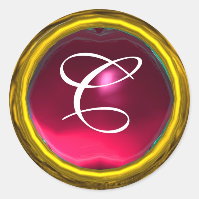 Adesivo MAGIC RUBY MONOGRAM amarelo-rosa brilhante vibrant (Frente)