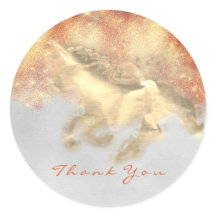 Magic Unicorn Dourado Stars Cinza Laranja Obrigado