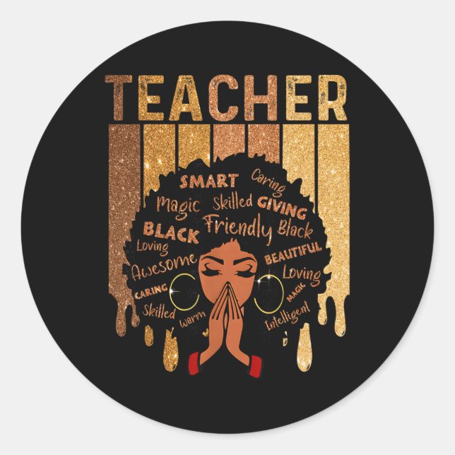 Adesivo Mágica Professora Negra Mês da História Afro-Ameri (Frente)