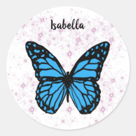 Adesivo Magical blue butterfly pink glitter art
