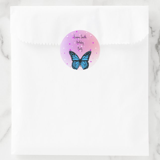 Adesivo Magical blue butterfly pink glitter art (Bolsa)