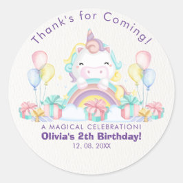 Adesivo Magical cute Watercolor unicorn girl birthday