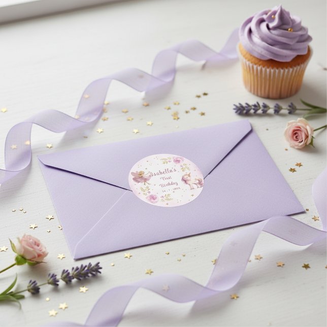 Adesivo Magical Fairy and Unicorn Girls Birthday Party (Criador carregado)
