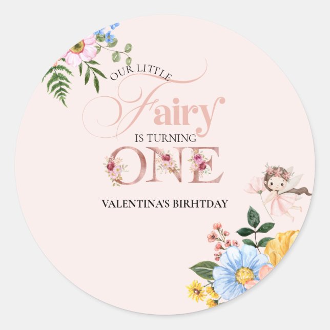 Adesivo Magical Fairy Floral Garden Pixie Girls Birthday  (Frente)