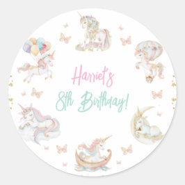 Adesivo Magical Watercolor Unicorna Qualquer Idade Anivers