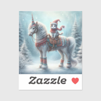 Adesivo Magical Winter Unicorn & Cat Sticker – Festive Fan