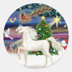 Adesivo Mágico de Natal - Cavalo Árabe Branco