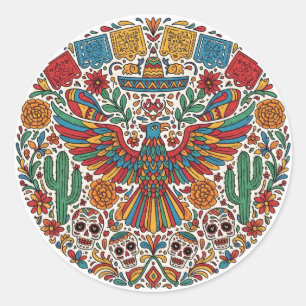 Adesivo Magneta mexicana de águia e crânios