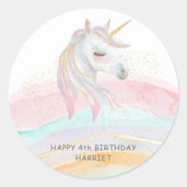 Adesivo Magnética Watercolor Rainbow Unicorn Birthday