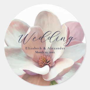 Adesivo Magnolia Elegante, Casamento Rosa e Branco