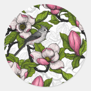 Adesivo Magnólia florescente e pássaro-do-titrato