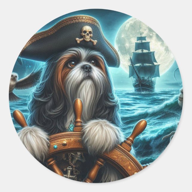 Adesivo Magnum the Shih Tzu Pirate Stickers (Frente)