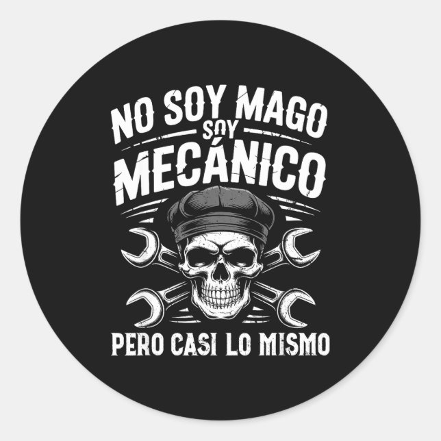 Adesivo Mago Y Mecánico Funny Car Mechanic Skull Spanish V (Frente)