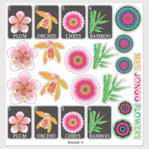 Adesivo Mah Jongg 4 Flores Stickers