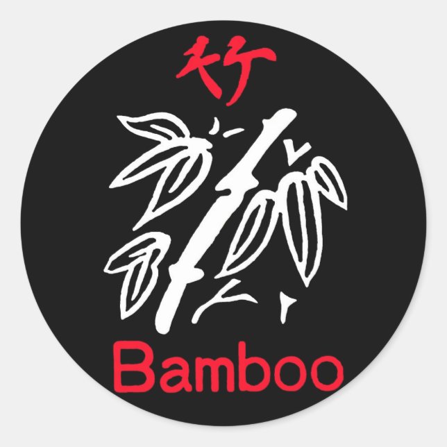 Adesivo Mahjong Bamboo Suit, vermelho e branco em preto (Frente)