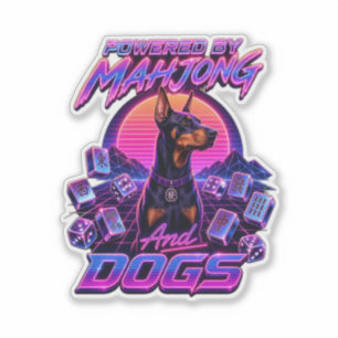 Adesivo Mahjong & Cães Synthwave Doberman Arte