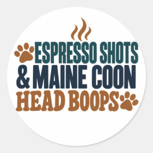 Adesivo Maine Coon Espresso Tipografia Azul Verde e Laranj