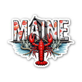 Adesivo Maine Lobster Sticker | Coastal State Travel Decal
