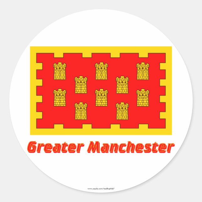 Adesivo Maior bandeira de Manchester com nome (Frente)
