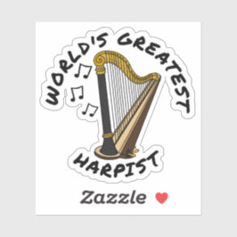 Adesivo Maior Harpist do Mundo, Jogador Harp Engraçado